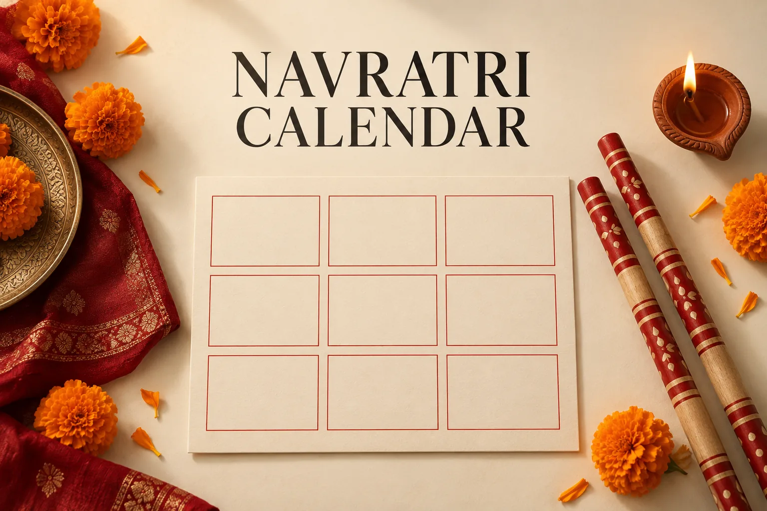 2026 Navratri Dates in India: 11–19 October, Dussehra on 20 October의 NAVRATRI CALENDAR 관련 대표 이미지